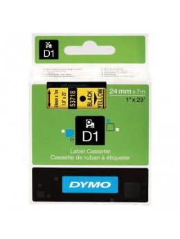 Картридж для принтеров этикеток DYMO D1, 24 мм х 7 м, лента пластиковая, чёрный шрифт, желтый фон, S0720980