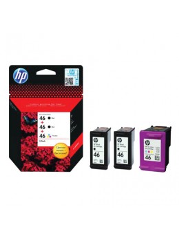 Картридж струйный HP (F6T40AE) Deskjet Ink Advantage 2020hc/2520hc, №46, комплект, 2 черных и 1 цветной, оригинальный Картридж струйный HP (F6T40AE) Deskjet Ink Advantage 2020hc/2520hc, №46, комплект, 2 черных и 1 цветной, оригинальный