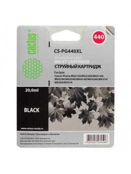 Картридж струйный CACTUS (CS-PG440XL) для CANON PIXMA MG2140/3140/3540/4240, черный, ресурс 600 стр.