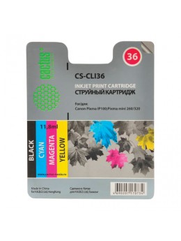 Картридж струйный CACTUS (CS-CLI36) для CANON PIXMA iP100, цветной, ресурс 250 стр.