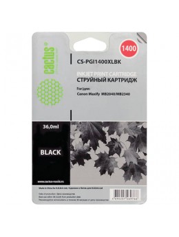 Картридж струйный CACTUS (CS-PGI1400XLBK) для CANON МВ2040/МВ2340, черный, ресурс 1200 стр. Картридж струйный CACTUS (CS-PGI1400XLBK) для CANON МВ2040/МВ2340, черный, ресурс 1200 стр.