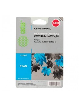 Картридж струйный CACTUS (CS-PGI1400XLC) для CANON МВ2040/МВ2340, голубой, ресурс 900 стр. Картридж струйный CACTUS (CS-PGI1400XLC) для CANON МВ2040/МВ2340, голубой, ресурс 900 стр.
