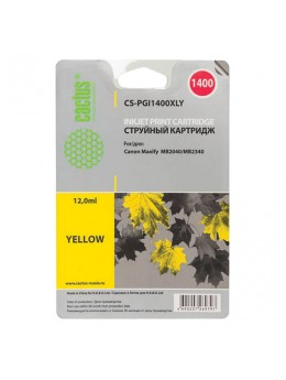 Картридж струйный CACTUS (CS-PGI1400XLY) для CANON МВ2040/МВ2340, желтый, ресурс 900 стр. Картридж струйный CACTUS (CS-PGI1400XLY) для CANON МВ2040/МВ2340, желтый, ресурс 900 стр.