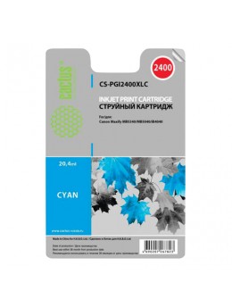 Картридж струйный CACTUS (CS-PGI2400XLC) для CANON iB4040/MB5040/MB5340, голубой, ресурс 1500 стр.