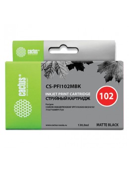 Картридж струйный CACTUS (CS-PFI102MBK) для CANON iPF500/510/F600/605/650/700, матовый черный, 130 мл Картридж струйный CACTUS (CS-PFI102MBK) для CANON iPF500/510/F600/605/650/700, матовый черный, 130 мл