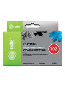 Картридж струйный CACTUS (CS-PFI102C) для CANON iPF500/510/F600/605/650/700, голубой, 130 мл Картридж струйный CACTUS (CS-PFI102C) для CANON iPF500/510/F600/605/650/700, голубой, 130 мл