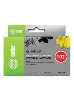 Картридж струйный CACTUS (CS-PFI102Y) для CANON iPF500/510/F600/605/650/700, желтый, 130 мл Картридж струйный CACTUS (CS-PFI102Y) для CANON iPF500/510/F600/605/650/700, желтый, 130 мл