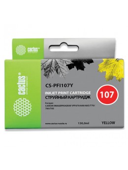 Картридж струйный CACTUS (CS-PFI107Y) для CANON PF680/685/780/785, желтый, 130 мл Картридж струйный CACTUS (CS-PFI107Y) для CANON PF680/685/780/785, желтый, 130 мл