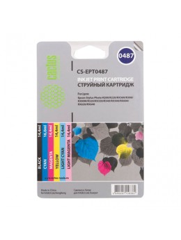 Картридж струйный CACTUS (CS-EPT0487) для EPSON Stylus Photo R200/210/220/230, комплект 6 цветов Картридж струйный CACTUS (CS-EPT0487) для EPSON Stylus Photo R200/210/220/230, комплект 6 цветов