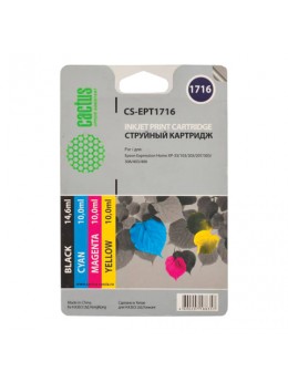 Картридж струйный CACTUS (CS-EPT1716) для EPSON Expression Home XP-33/103/203/207, комплект 4 цвета Картридж струйный CACTUS (CS-EPT1716) для EPSON Expression Home XP-33/103/203/207, комплект 4 цвета