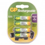 Батарейки аккумуляторные GP, AAA, Ni-Mh, 950 mAh, комплект 4 шт., в блистере