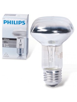 Лампа накаливания PHILIPS Spot R63 E27 30D, 60 Вт, зеркальная, колба d = 63 мм, цоколь E27, угол 30°, 043665