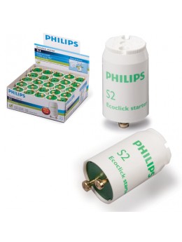 Стартеры для люминесцентных ламп PHILIPS S2, комплект 25 шт., 4-22 W, 220-240 V (двухламповая.схема подключения)