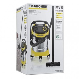 Пылесос KARCHER MV/WD 5 Premium, с пылесборником, мощность 1100 Вт, выдув, контейнер из нержавеющей стали, 1.348-230.0