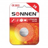 Батарейка SONNEN Lithium, CR2025, литиевая, 1 шт., в блистере, 451973