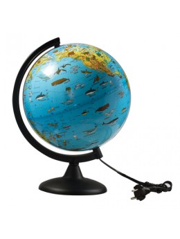 Глобус зоогеографический, диаметр 250 мм, с подсветкой, 10370