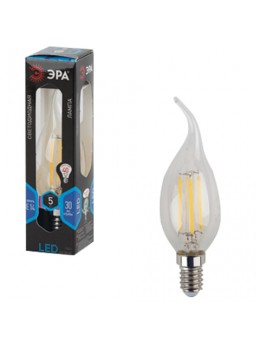 Лампа светодиодная ЭРА, 5 (40) Вт, цоколь E14, 'свеча на ветру', холодный белый свет, 30000 ч., F-LED BXS-5w-840-E14
