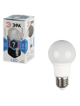 Лампа светодиодная ЭРА, 7 (60) Вт, цоколь E27, грушевидная, холодный белый свет, 30000 ч., LED smdA60-7w-840-E27