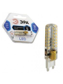 Лампа светодиодная ЭРА, 5 (50) Вт, цоколь G9, JCD, холодный белый свет, 30000 ч., LED smdJCD-5w-corn-840-G9, JCD-5w-840-G9c
