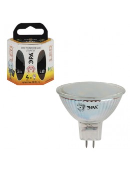 Лампа светодиодная ЭРА, 4 (35) Вт, цоколь GU5.3, MR16, теплый белый свет, 30000 ч., LED smdMR16-4w-827-GU5.3