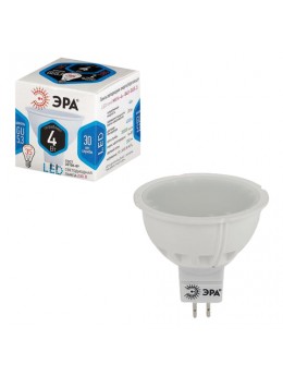 Лампа светодиодная ЭРА, 4 (35) Вт, цоколь GU5.3, MR16, холодный белый свет, 30000 ч., LED smdMR16-4w-842-GU5.3