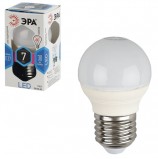 Лампа светодиодная ЭРА, 7 (60) Вт, цоколь E27, шар, холодный белый свет, 30000 ч., LED smdP45-7w-840-E27