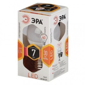 Лампа светодиодная ЭРА, 7 (60) Вт, цоколь E14, прозрачный шар, теплый белый свет, 30000 ч., LED smdP45-7w-827-E14-Clear, P45-7w-827-E14c