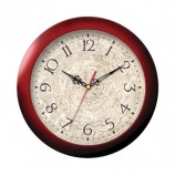 Часы настенные TROYKA 11131149, круг, бежевые с рисунком, коричневая рамка, 29х29х3,5 см