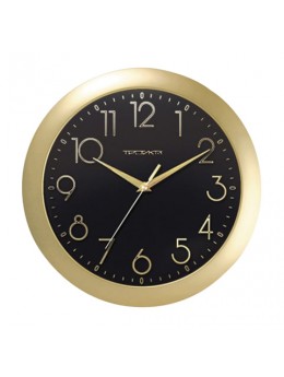 Часы настенные TROYKA 11171180, круг, черные, золотая рамка, 29х29х3,5 см