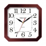 Часы настенные TROYKA 31331316, восьмигранник, белые, коричневая рамка, 29х29х3,5 см