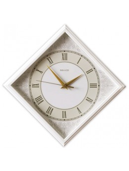 Часы настенные САЛЮТ П-2Е7-422, ромб, белые с рисунком 'Классика', белая рамка, 28х28х4 см