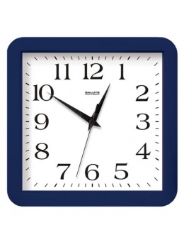 Часы настенные САЛЮТ П-А4.2-010, квадрат, белые, синяя рамка, 29,5х30х4 см
