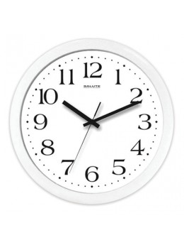 Часы настенные САЛЮТ П-Б7-015, круг, белые, белая рамка, 28х28х4 см