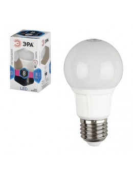 Лампа светодиодная ЭРА, 8 (70) Вт, цоколь E27, грушевидная, холодный белый свет, 25000 ч., LED smdA60-8w-840-E27, Б0020535
