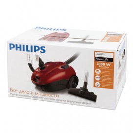 Пылесос PHILIPS FC8455/01, с пылесборником, 2000 Вт, мощность всасывания 350 Вт, красный