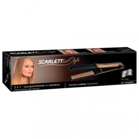 Выпрямитель для волос SCARLETT SC-HS60005, 1 режим, 2 в 1 - выпрямление/завивка, 200°С, керамика, золотой, SC - HS60005