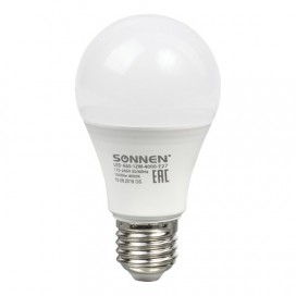 Лампа светодиодная SONNEN, 12 (100) Вт, цоколь Е27, грушевидная, холодный белый свет, LED A60-12W-4000-E27, 453698