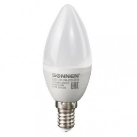 Лампа светодиодная SONNEN, 5 (40) Вт, цоколь Е14, свеча, теплый белый свет, LED C37-5W-2700-E14, 453709