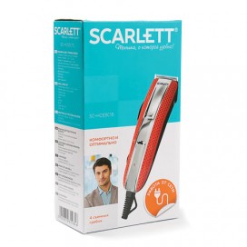 Машинка для стрижки волос SCARLETT SC-HC63C15, 5 установок длины, 4 насадки, сеть, красная, SC - HC63C15