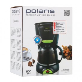 Кофеварка капельная POLARIS PCM 1211, 800 Вт, объем 1,25 л, пластик, черный