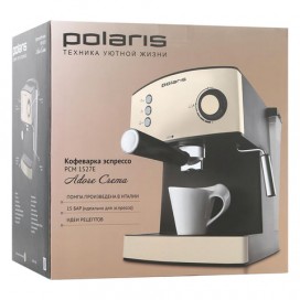 Кофеварка рожковая POLARIS PCM 1527E, 850 Вт, объем 1,5 л, 15 бар, ручной капучинатор, бежевый