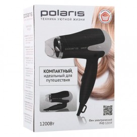 Фен POLARIS PHD 1215T, 1000 Вт, 2 скоростных режима, 2 температурных режима, складная ручка, черный