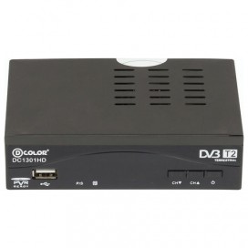 Приставка для цифрового ТВ DVB-T2 D-COLOR DC1301HD, RCA, HDMI, USB, дисплей, пульт ДУ