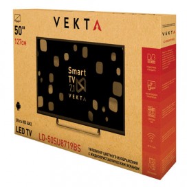 Телевизор VEKTA LD-50SU8719BS, 50' (127 см), 3840х2160, 4К UHD, 16:9, Smart TV, Android, Wi-Fi, черный