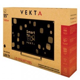 Телевизор VEKTA LD-55SU8719BS, 55' (138 см), 3840х2160, 4К UHD, 16:9, Smart TV, Android, Wi-Fi, черный