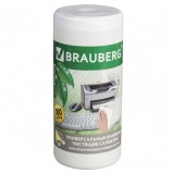 Чистящие салфетки BRAUBERG 'Power Clean', в тубе, 100 шт., влажные, для пластика, 510123