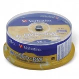 Диски DVD+RW (плюс) VERBATIM 4,7 Gb 4x, КОМПЛЕКТ 25 шт., Cake Box, 43489