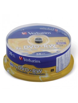 Диски DVD+RW (плюс) VERBATIM 4,7 Gb 4x, КОМПЛЕКТ 25 шт., Cake Box, 43489 Диски DVD+RW (плюс) VERBATIM 4,7 Gb 4x, КОМПЛЕКТ 25 шт., Cake Box, 43489