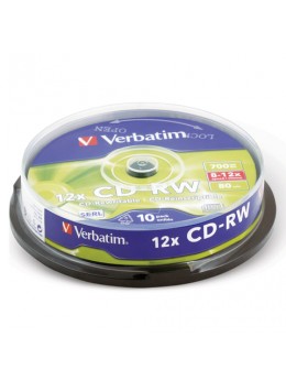 Диски CD-RW VERBATIM 700 Mb 12х, КОМПЛЕКТ 10 шт, Cake Box, 43480 Диски CD-RW VERBATIM 700 Mb 12х, КОМПЛЕКТ 10 шт, Cake Box, 43480