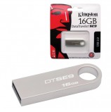 Флэш-диск 16 GB, KINGSTON DataTraveler SE9, USB 2.0, металлический корпус, серебристый, DTSE9H/16GB